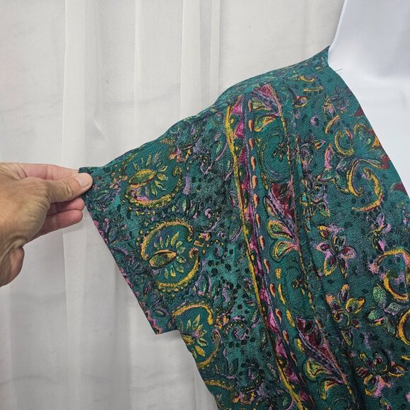 Vintage Carole Little Green Palazzo Jumpsuit Paisley Layered Beaded Boho 10 - Picture 4 of 9